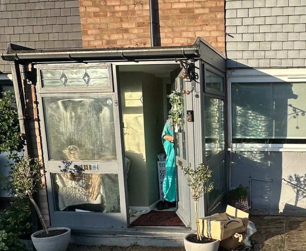 Before: original white uPVC porch